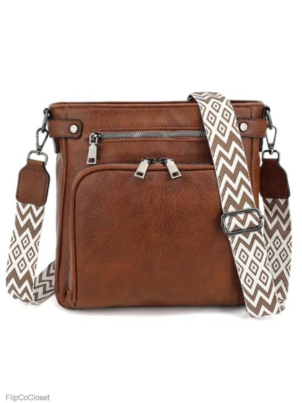 Semi-PU Leather Crossbody Bag with 6 Card Slots